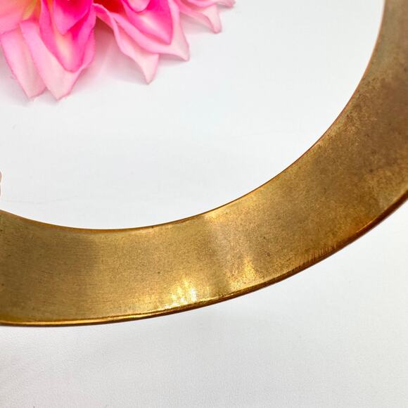 Vintage Two Tone Metallic Basketweave Bangle Bracelet Brass Silver Tone Chunky - Picture 7 of 12